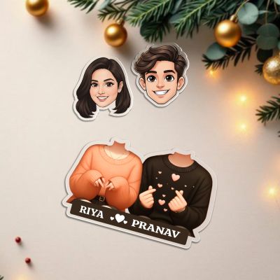 Personalized Couple Bobblehead Caricature Gift for Husband, Wife, Girlfriend, Boyfriend & Friends Solar Powered Moving Head Couple Gift for Birthday (Cute Couple)